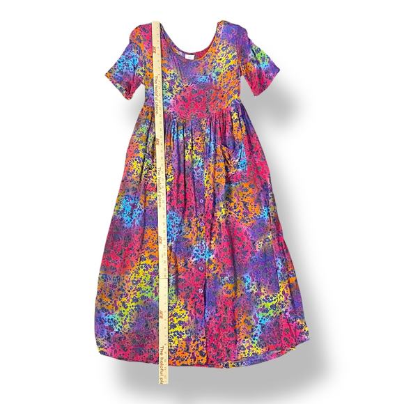 Vintage Floral Buttoned Multicolor Maxi Dress Size M Boho - Picture 3 of 10